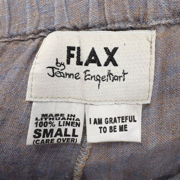 Flax Pants Purple Linen Relaxed Fit Elastic Waist Ankle Pants Flood Lagenlook - Picture 10 of 10